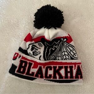 Reebok Blackhawks Pom Beanie - Red, Black, White